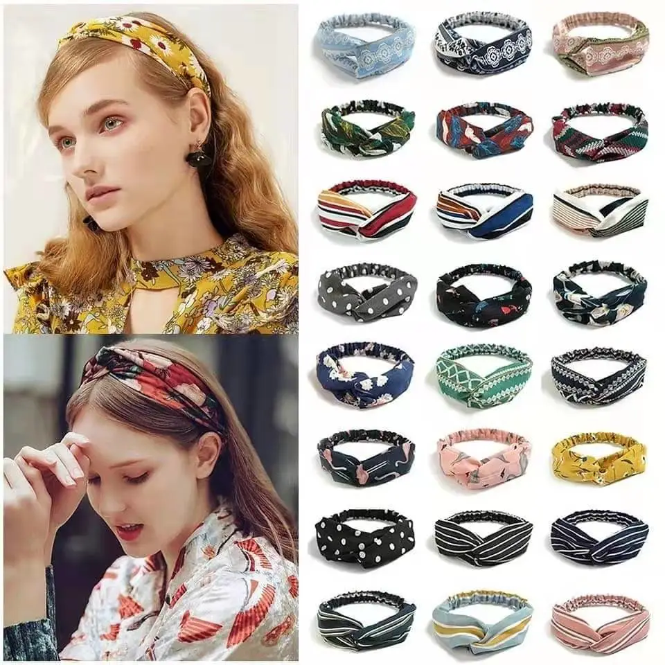 Boho Elastic Cross Hairband Korean Style Chiffon Headband Ladies Headdress Hair Accessories thumbnail