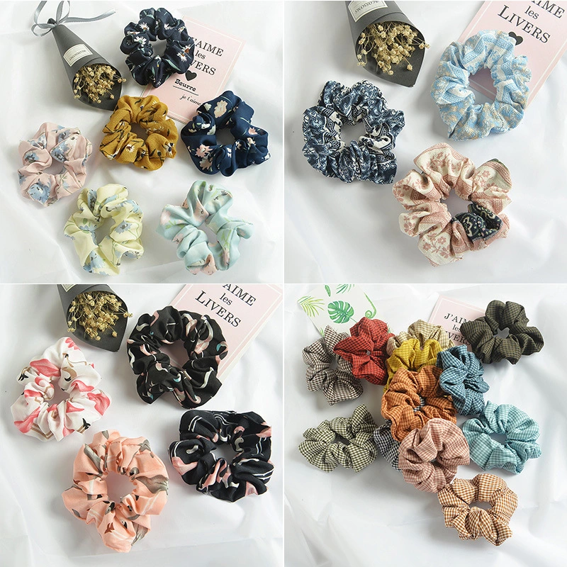 Mizi small fresh large intestine ring head flower chiffon fabric hair ring headdress female head rope thumbnail