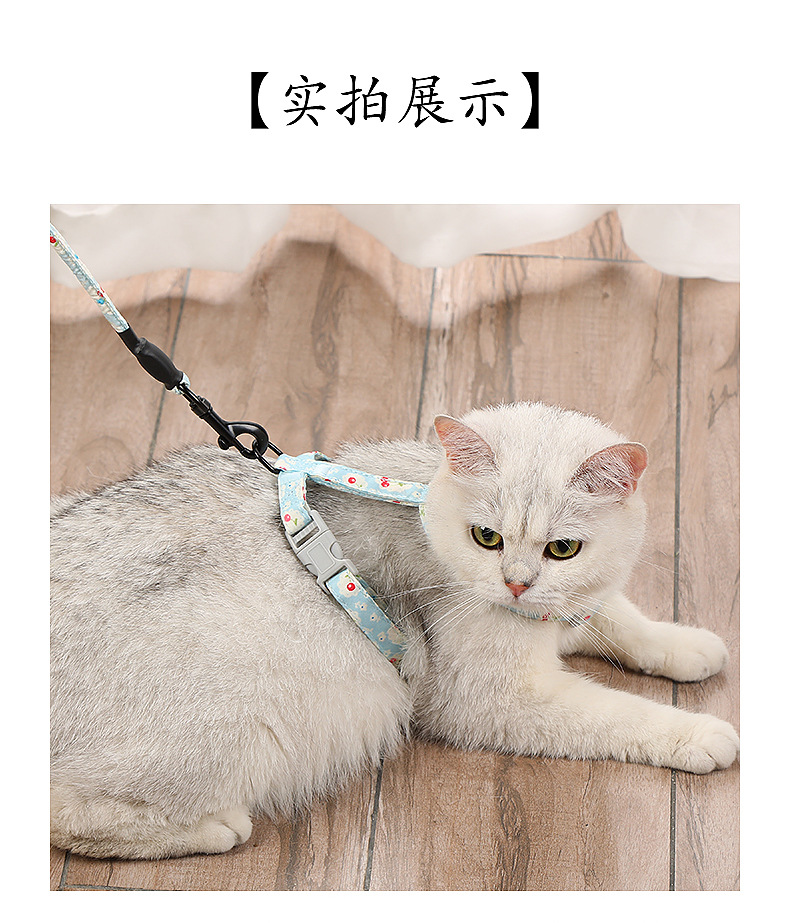 New pet chest and back straps, Japanese-style I-shaped chest and back straps, breathable leash for dogs and cats, dog chains, small flower pet supplies pic 9
