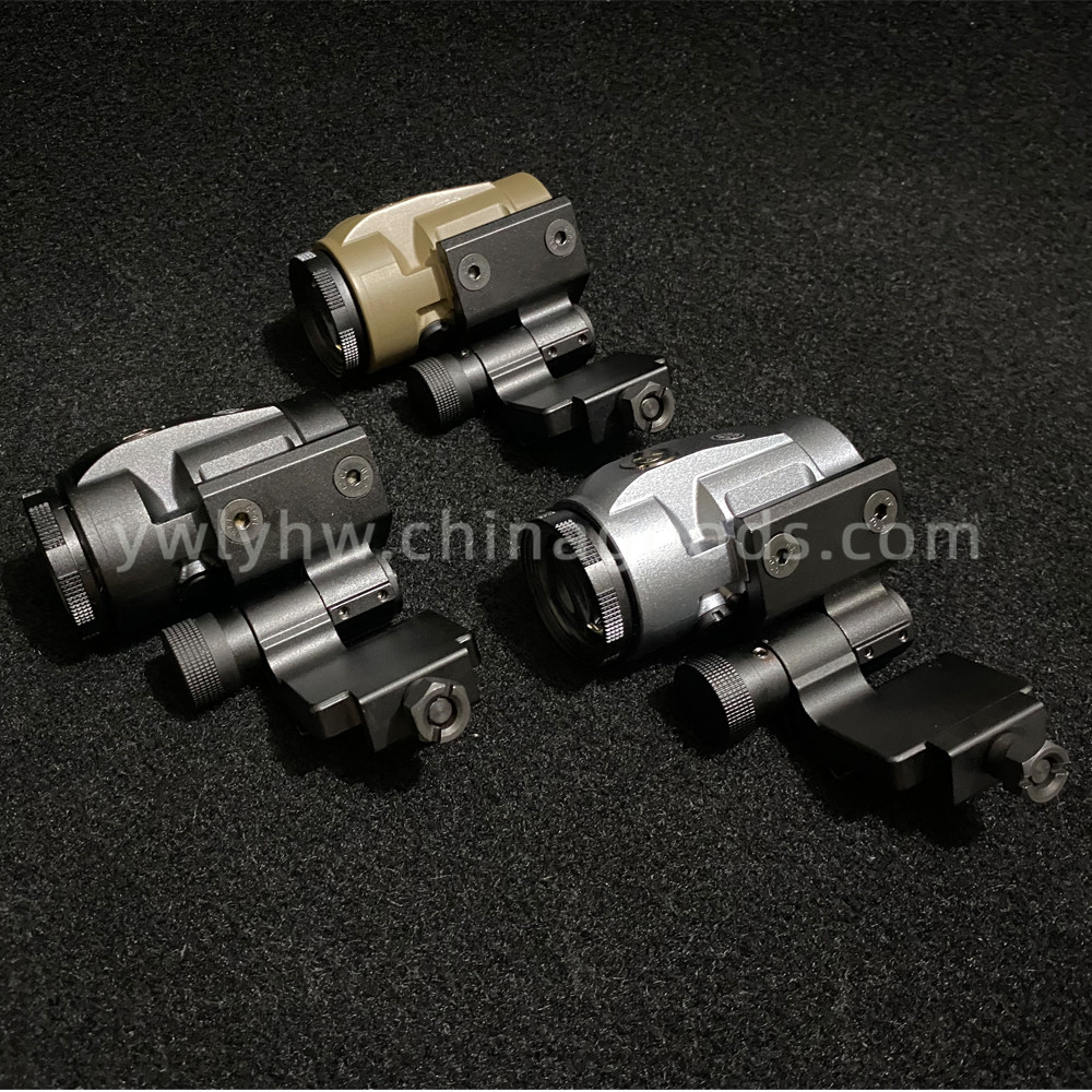 juliet3朱丽叶3高清增透绿膜广角可调20mm卡槽金属三倍侧翻增倍镜详情