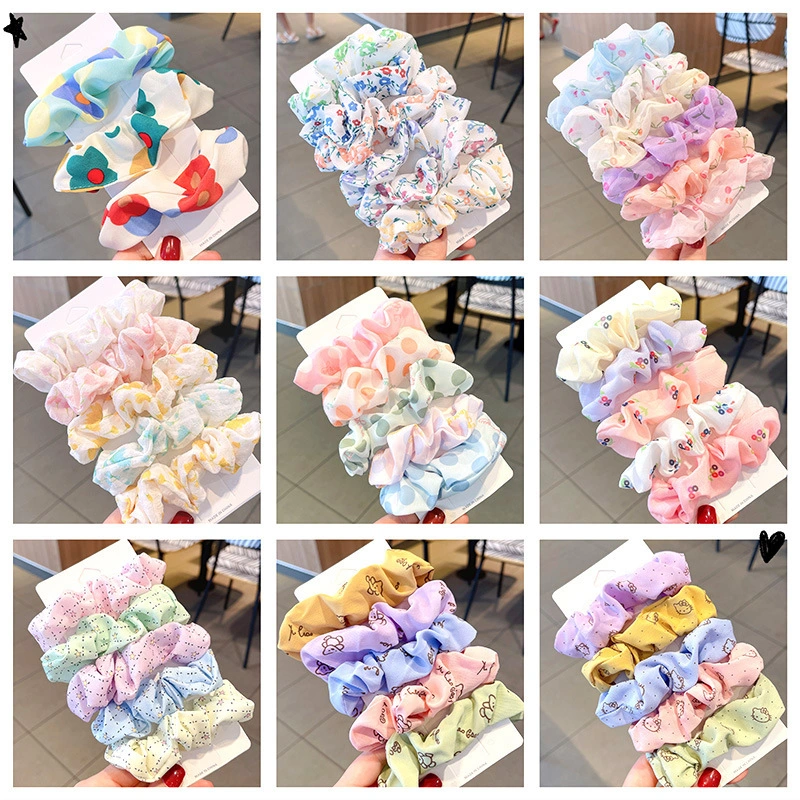 Mizi small fresh large intestine circle Korean version broken flower cartoon fat intestine circle
