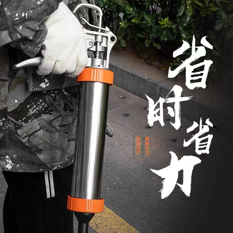 开拓省力玻璃胶枪 手动自动断胶防滴两用不锈钢透明胶桶打玻璃胶枪详情1