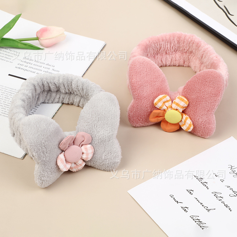 LAN MEI Cartoon anime bow plaid bow rabbit ears cute headband details Picture