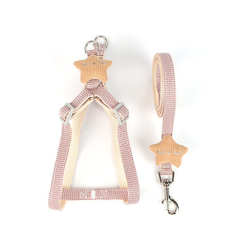 Pet star chest and shoulder strap, dog leash, cat and dog walking chain, breathable and adjustable dog chest and shoulder strap Item Picture