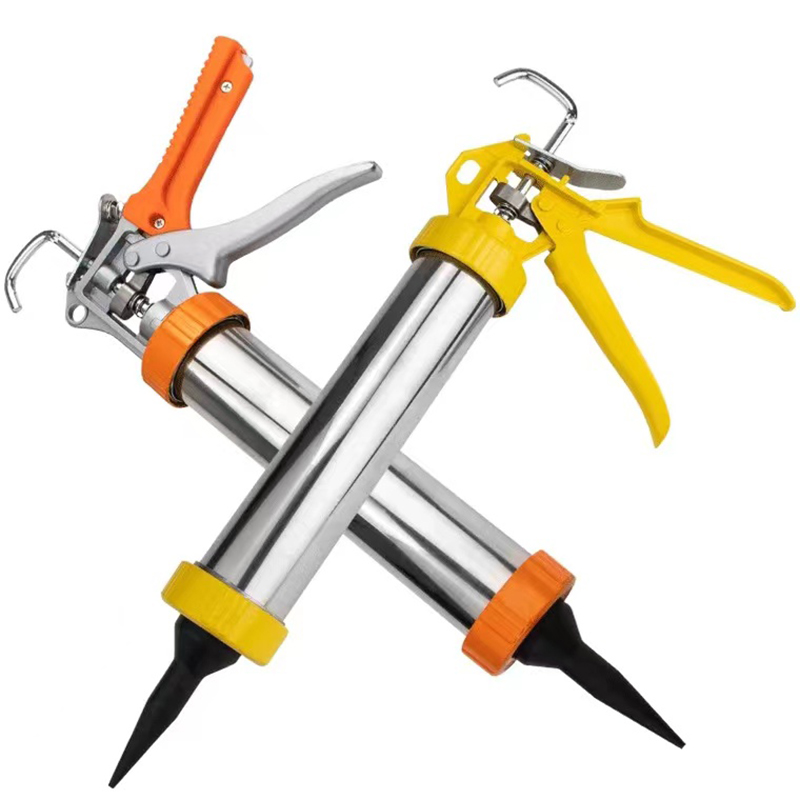 开拓省力玻璃胶枪 手动自动断胶防滴两用不锈钢透明胶桶打玻璃胶枪详情5