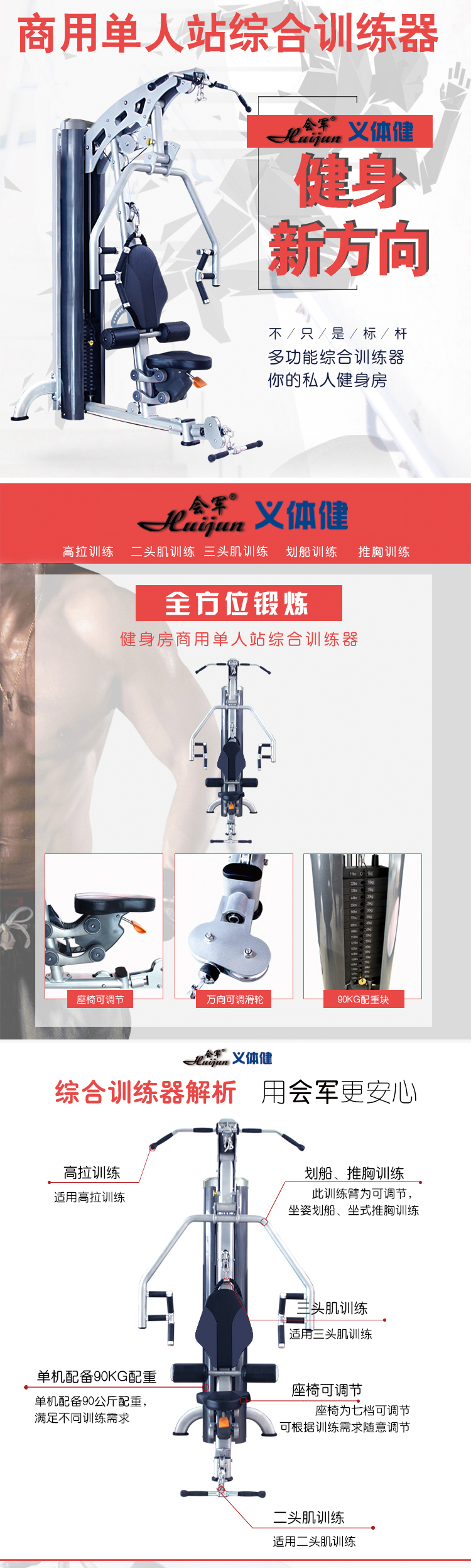HJ-B380商用单人站综合训练器 详情1