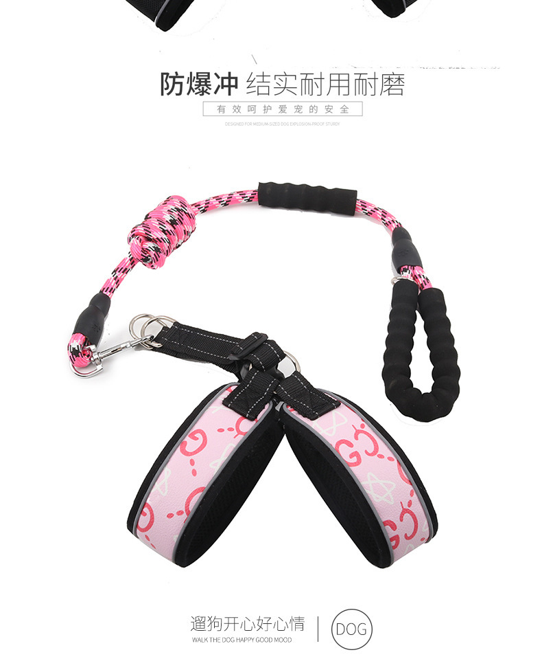 New pet leash with foam handle, breathable reflective chest and back strap, large and medium-sized dog leash, pet supplies in stock for wholesale pic 15