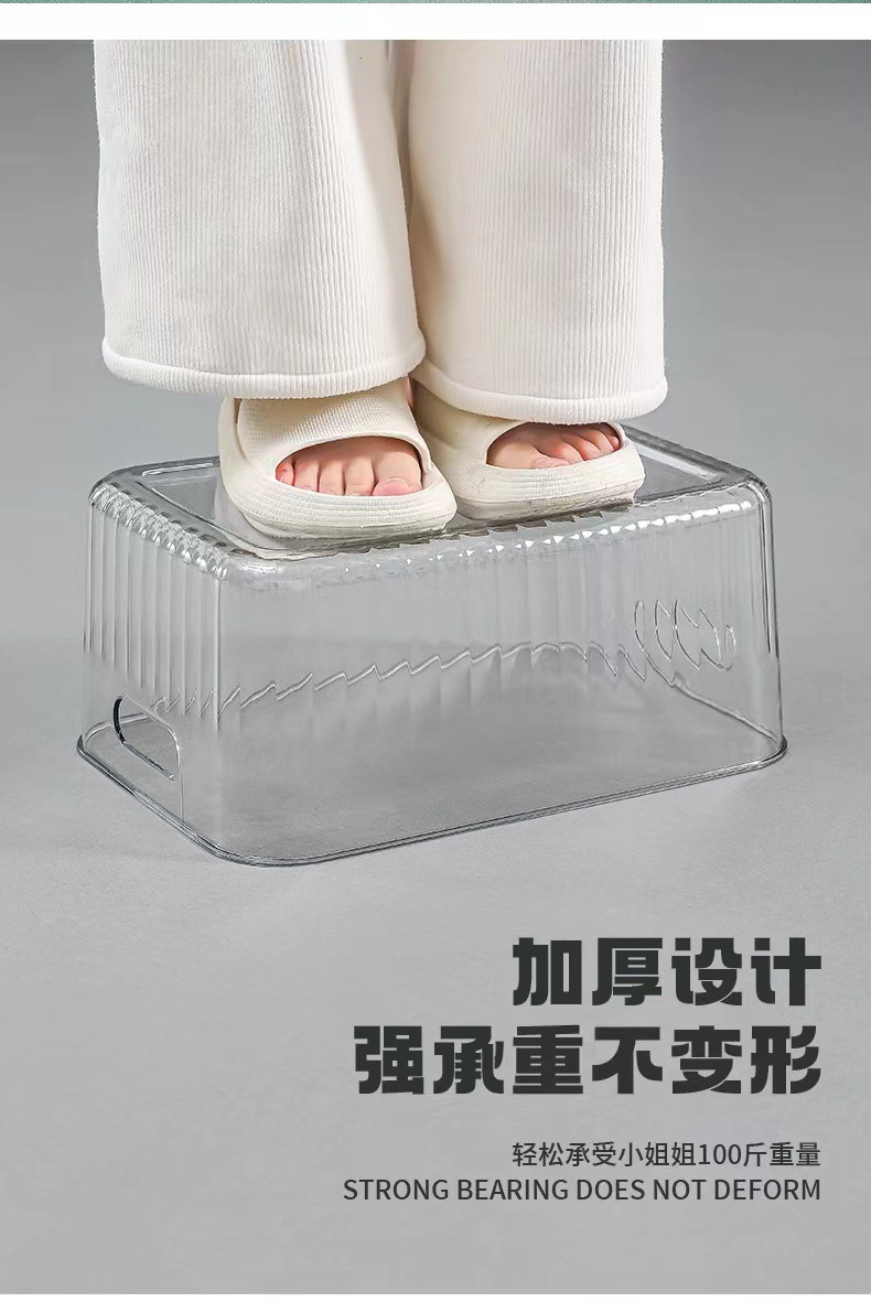 特大号带盖 桌面透明PET化妆品面膜口红收纳盒抽屉宿舍防尘衣服内裤收纳盒详情9