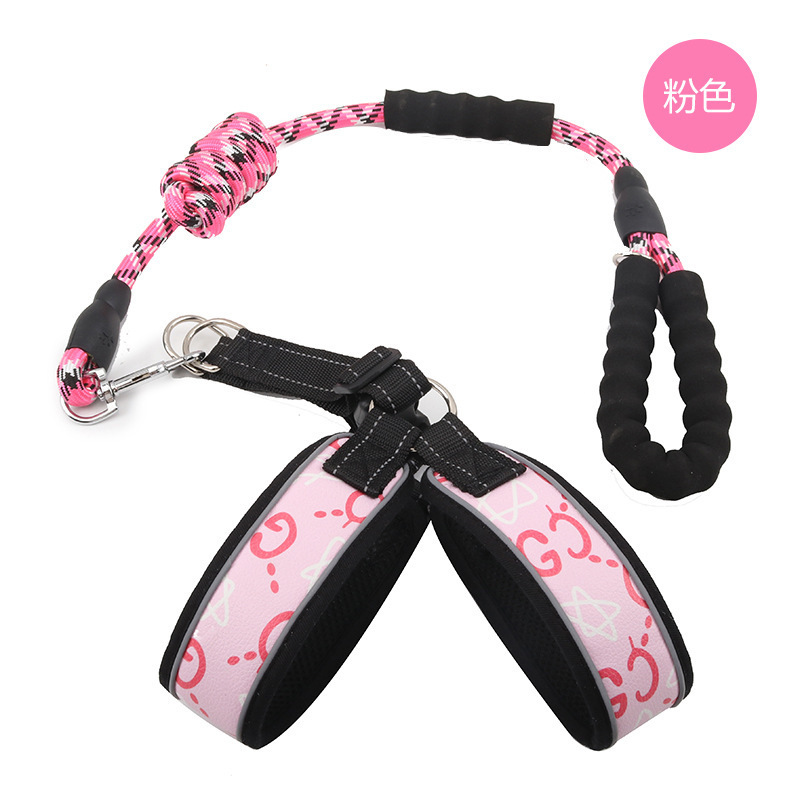 New pet leash with foam handle, breathable reflective chest and back strap, large and medium-sized dog leash, pet supplies in stock for wholesale Item Picture