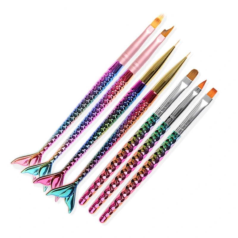 Cross-border wholesale nail pen tools for laser gradient fishtail painted line pen mermaid pen holder spot