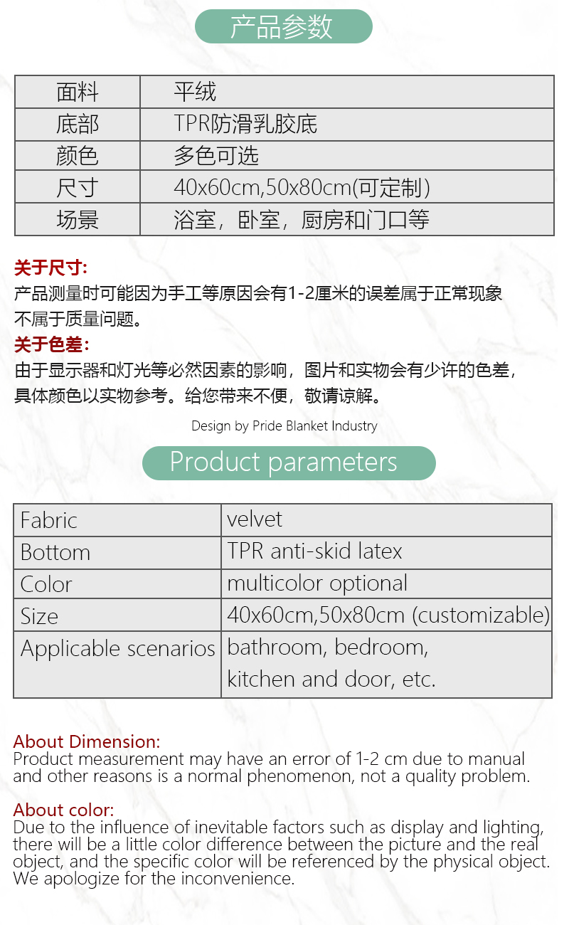 IBH绒毛地垫素色纯色垫客厅入户垫浴室地垫防滑脚垫卫生间厕所卧室门垫厨房儿童房地毯地垫TPR毛绒地垫BH22052003详情14