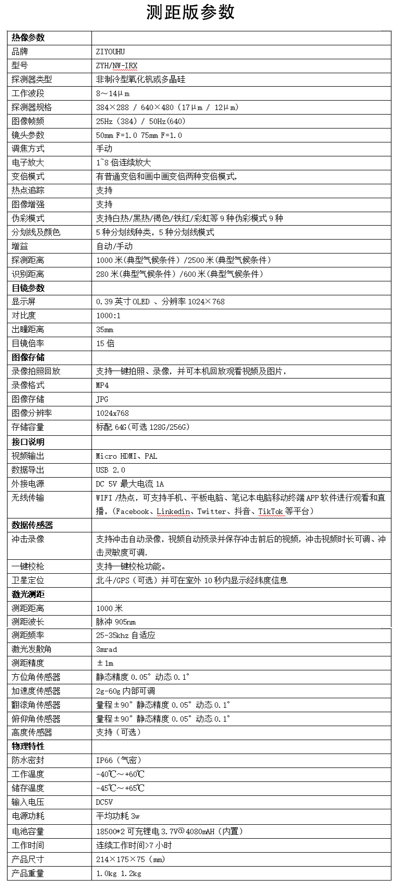 自由虎TH系列热成像户外红外双筒全黑户外高清成像仪营救巡逻探险 pic 9