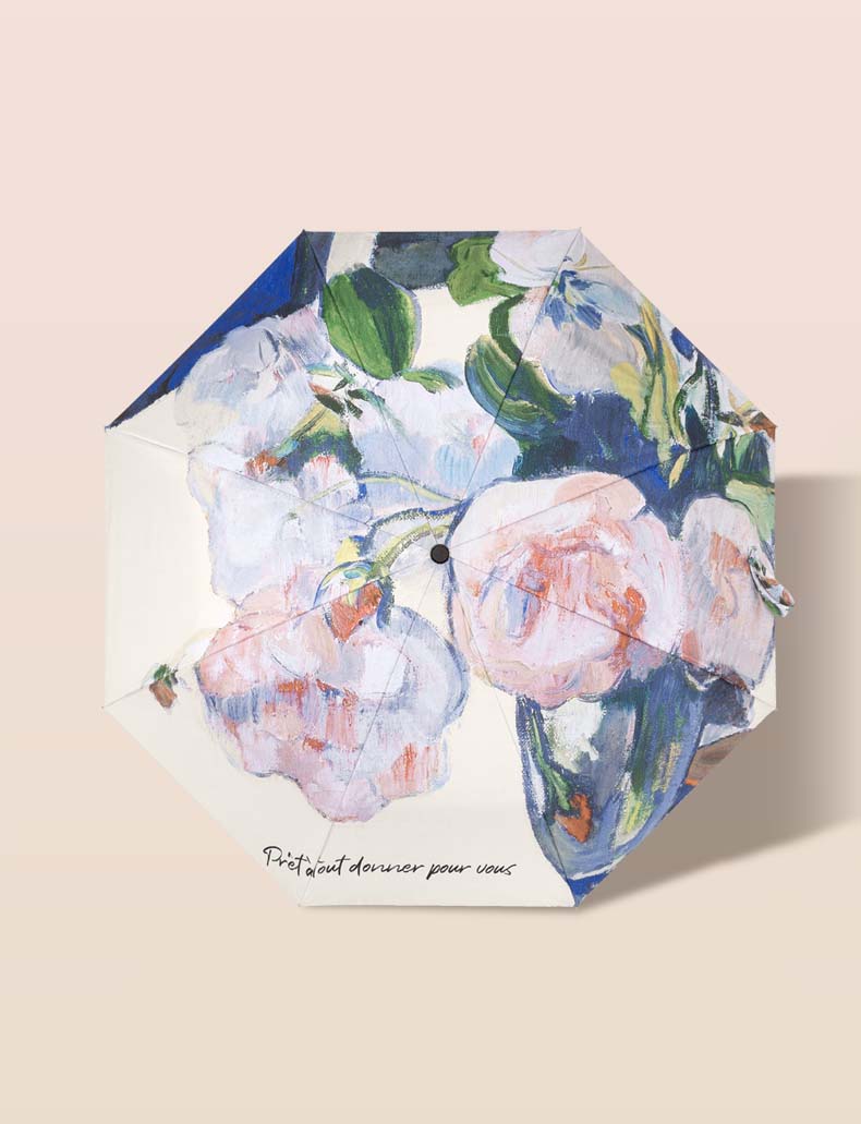 义乌好货10160油画三折双层伞面双面花金色架轻奢高档太阳伞女士折叠伞洋伞三折双层轻奢系高档洋伞详情7