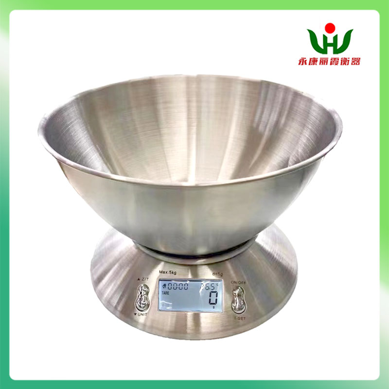 Electronic Kitchen Scales with Stainless Steel Mixing Bowl, Timer and Temperature Sensor, Digital Wet and Dry Food Weighing Scale for Cooking and Baking-11lb/5k thumbnail