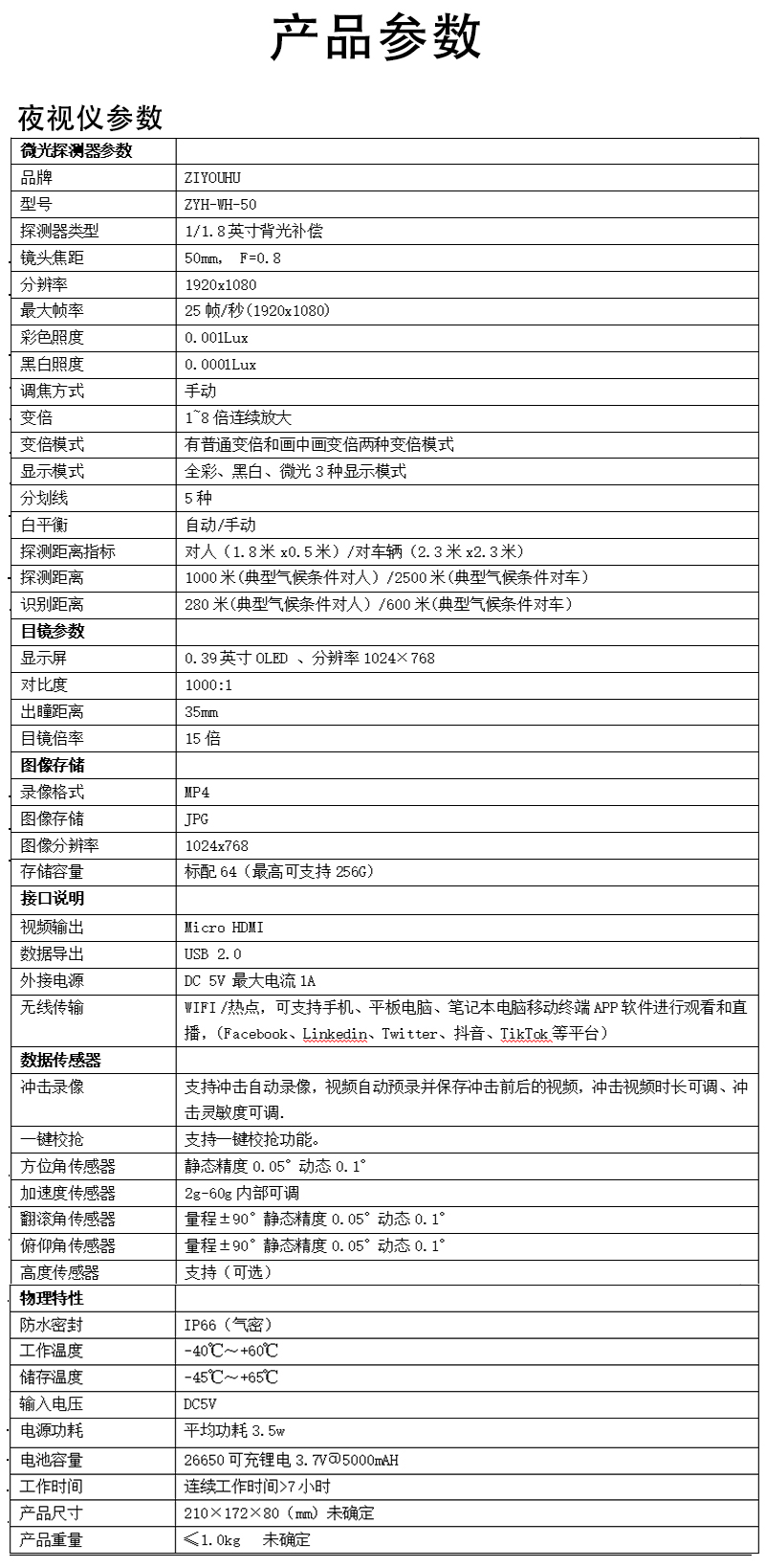 The Freedom Tiger WH-50 night vision device features high-definition and high-magnification photography and video recording in all black and red for outdoor exploration and rescue pic 10