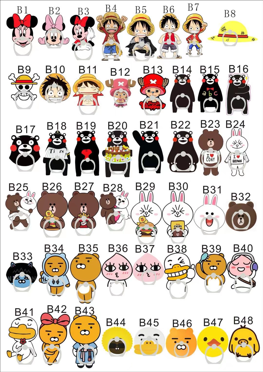 Customized cartoon acrylic mobile phone ring buckle brackets with printed logos and cartoon gifts based on your provided pictures. Factory direct sales pic 10