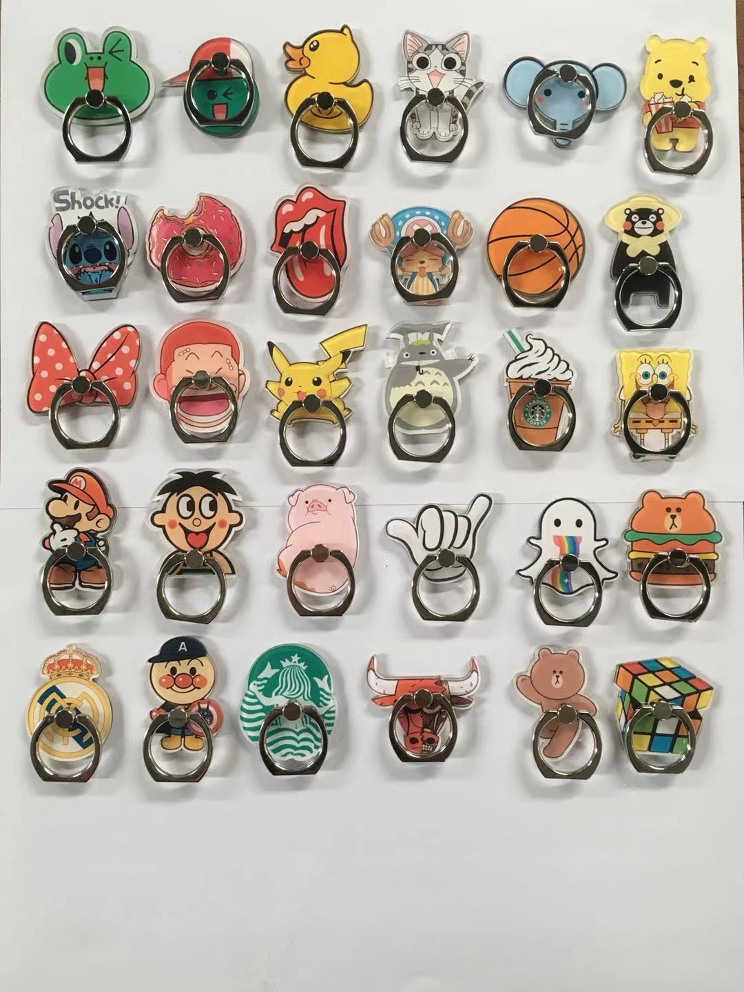 Customized cartoon acrylic mobile phone ring buckle brackets with printed logos and cartoon gifts based on your provided pictures. Factory direct sales pic 12
