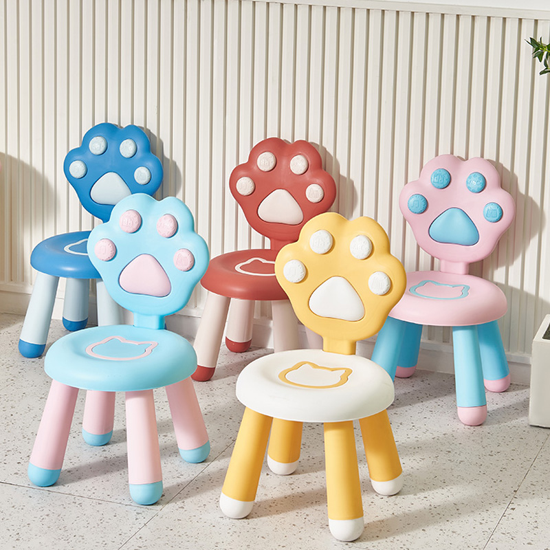 Cat's claw plastic chair for children kindergarten stool back home baby small bench non-slip cartoon seat for children