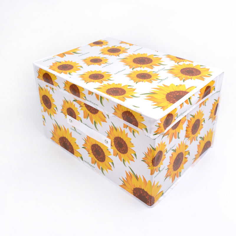 WELLCYSUN Wardrobe Clothes Storage Box, Fabric Visual Foldable Finishing Box With Cover thumbnail
