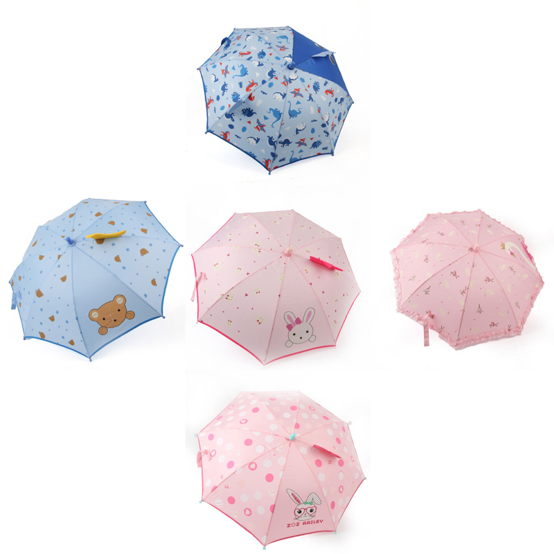 OUSHANG Pink Color Silkscreen Image Printing Design Straight Kids Umbrella Cartoon Picture thumbnail