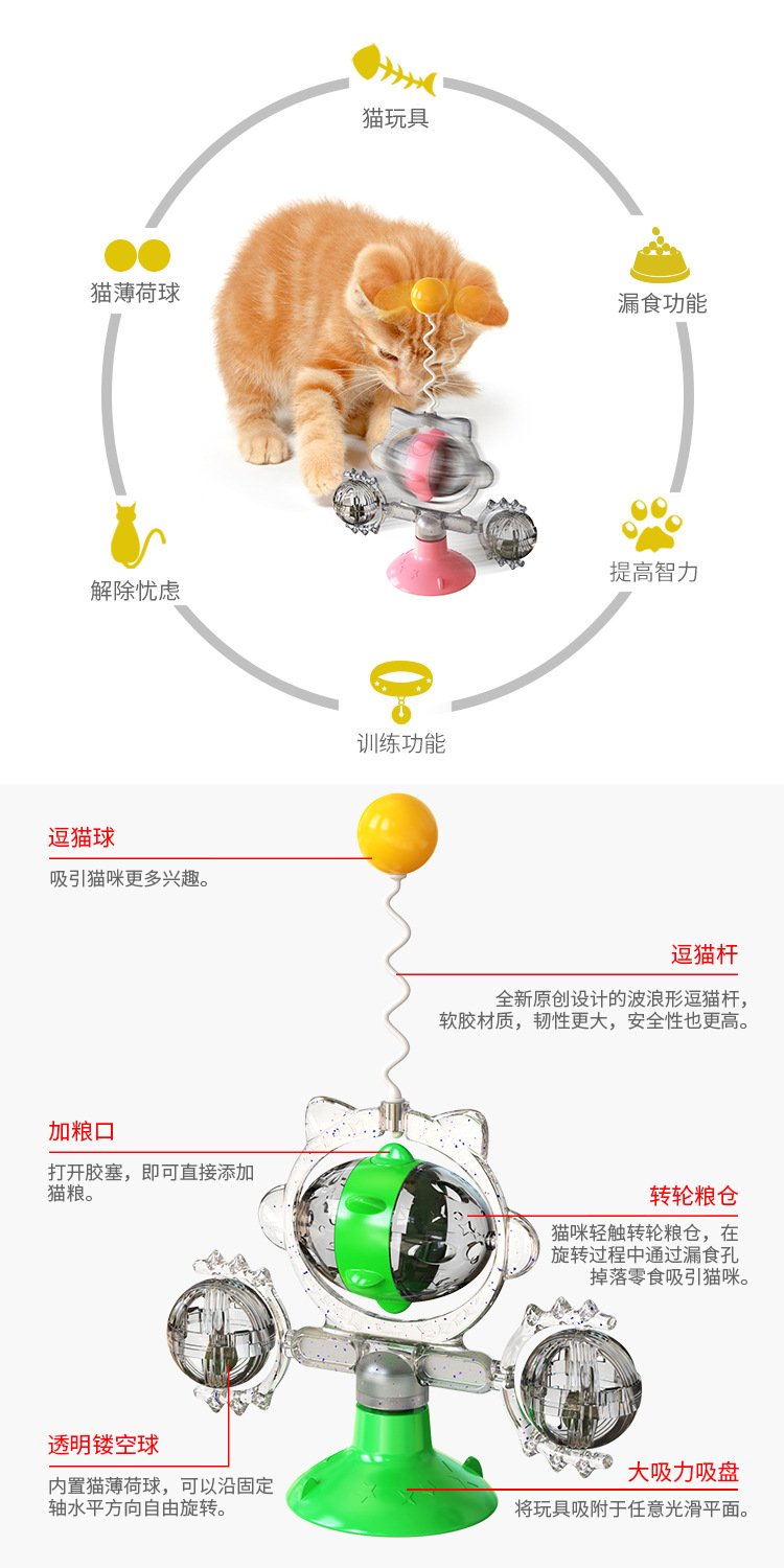 Pet supplies, cat toys factory wholesale new products, slow food, leaky food, self-entertainment, boredom suction cups, cat toys, spinning wheels, spinning discs pic 2