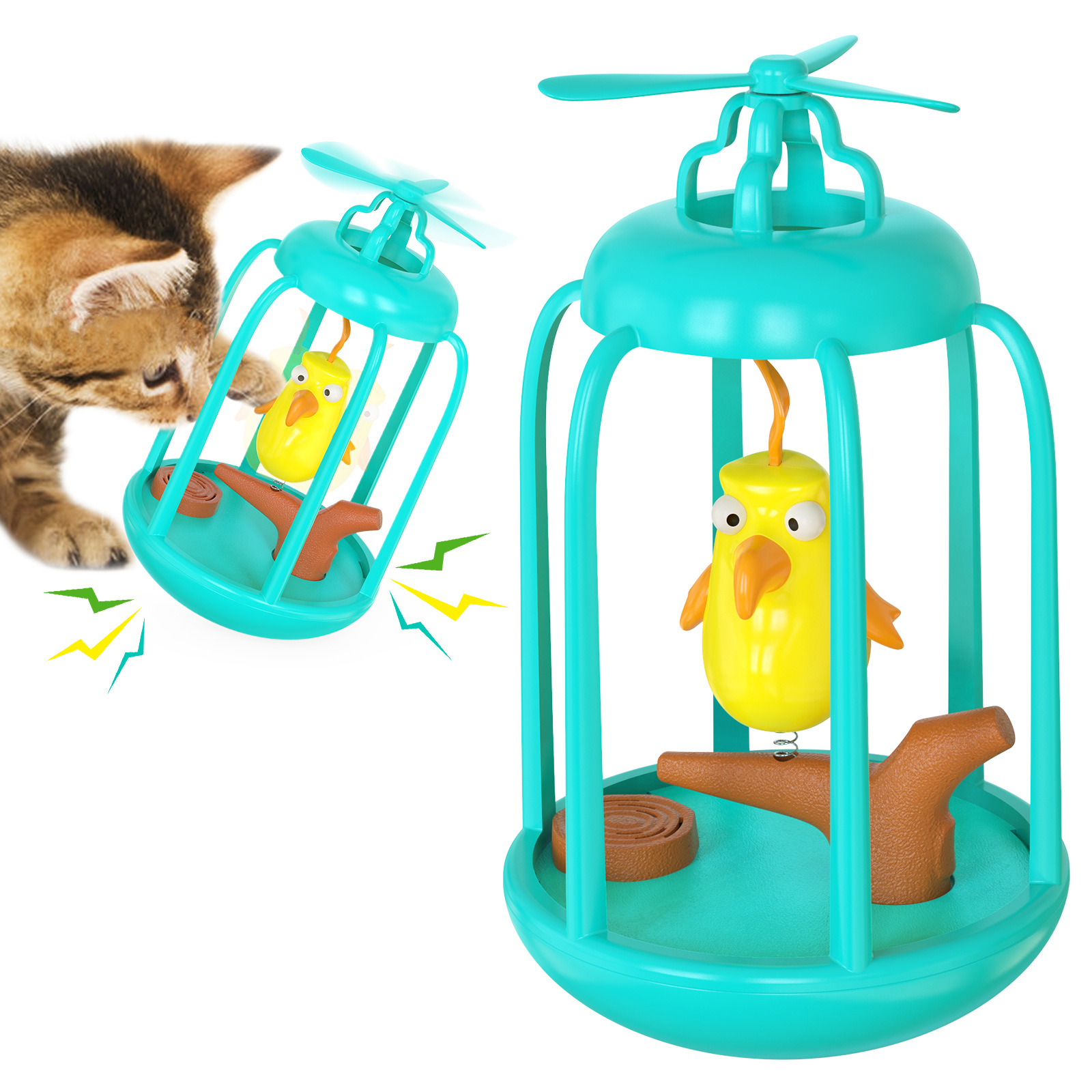 Wholesale of new pet supplies: birdcage, sound-making spring, self-entertaining, unbreakable doll, windmill, cat playmaker, carousel, cat toys pic 7