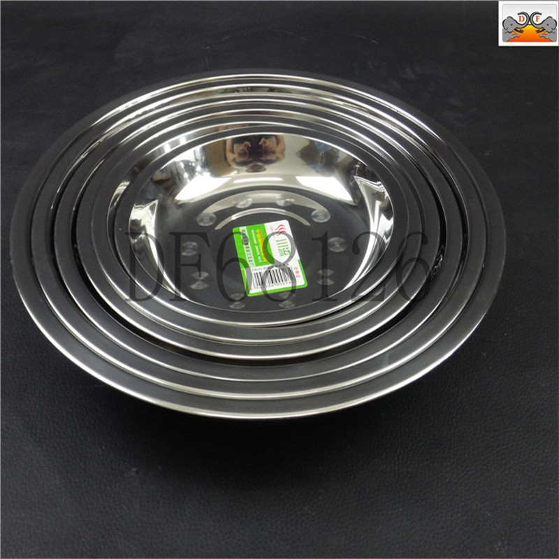 DF68126 Non-magnetic soup bowl Stainless steel disc Round dish with magnetic non-magnetic deep round dish Dish Peanut plate barbecue plate Flat plate DF TRADING HOUSE