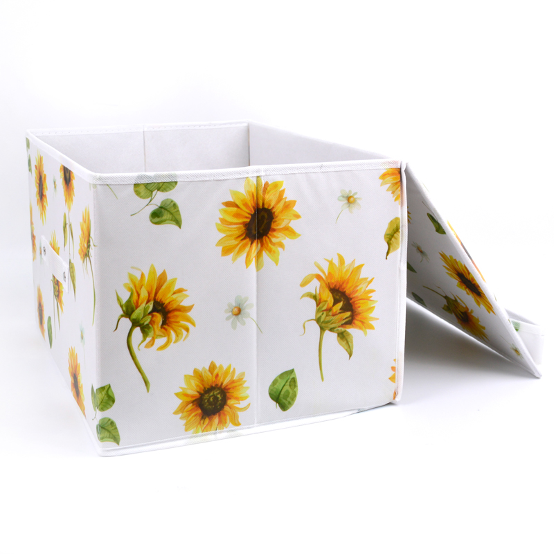 WELLCYSUN Cabinet Foldable Linen Fabric Toy Kids Storage Box With Lid Specification drawing