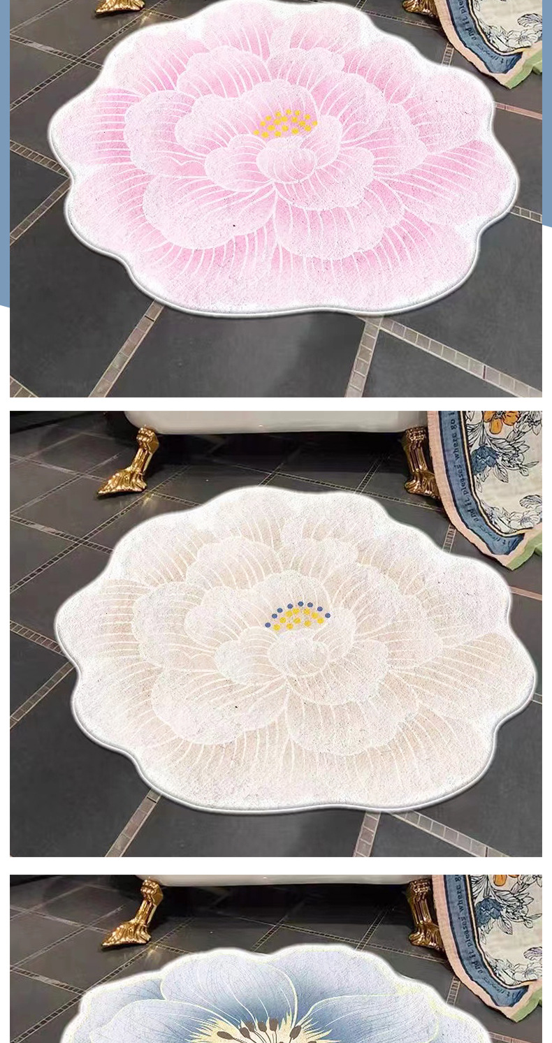 千思 花朵异形仿羊绒浴室吸水垫子客厅卧室仿羊绒入户门地垫详情7