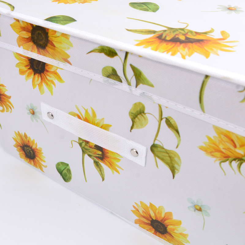 WELLCYSUN Cabinet Foldable Linen Fabric Toy Kids Storage Box With Lid details Picture