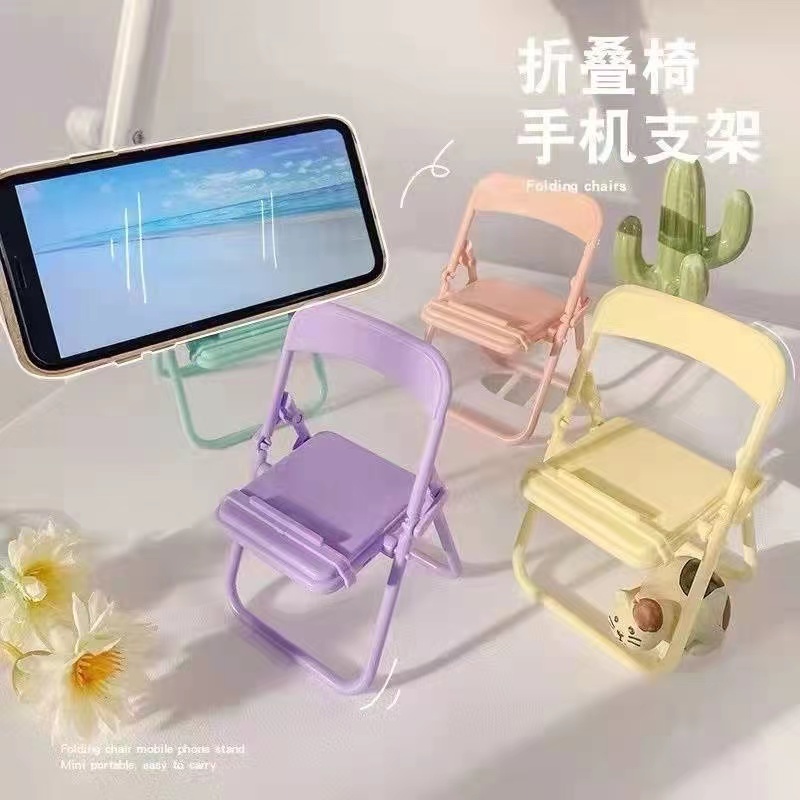 Tiktok The Same Mobile Phone Stand Desktop Foldable Small Stool So Cute Decoration Can Put Flat Bracket Decorations Item Picture