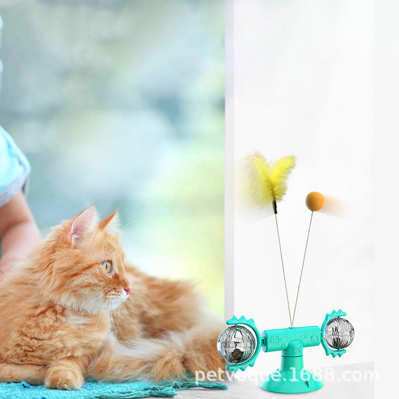 Turntable cat toy, cat turntable suction cup rotating windmill scratcher, cat Planet rotating cat toy