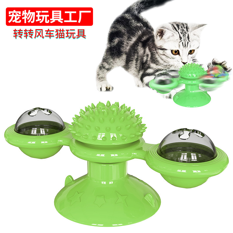 Wholesale of new pet supplies: Amazon catnip glowing cat toys, spinning wheels, fun and self-entertaining cat brushes details Picture