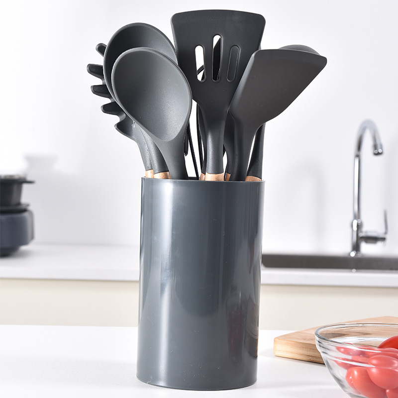 Kitchen Utensils Silicone Spatula Spatula Kitchen Wooden Handle Silicone Kitchenware Set 12 Sets Item Picture