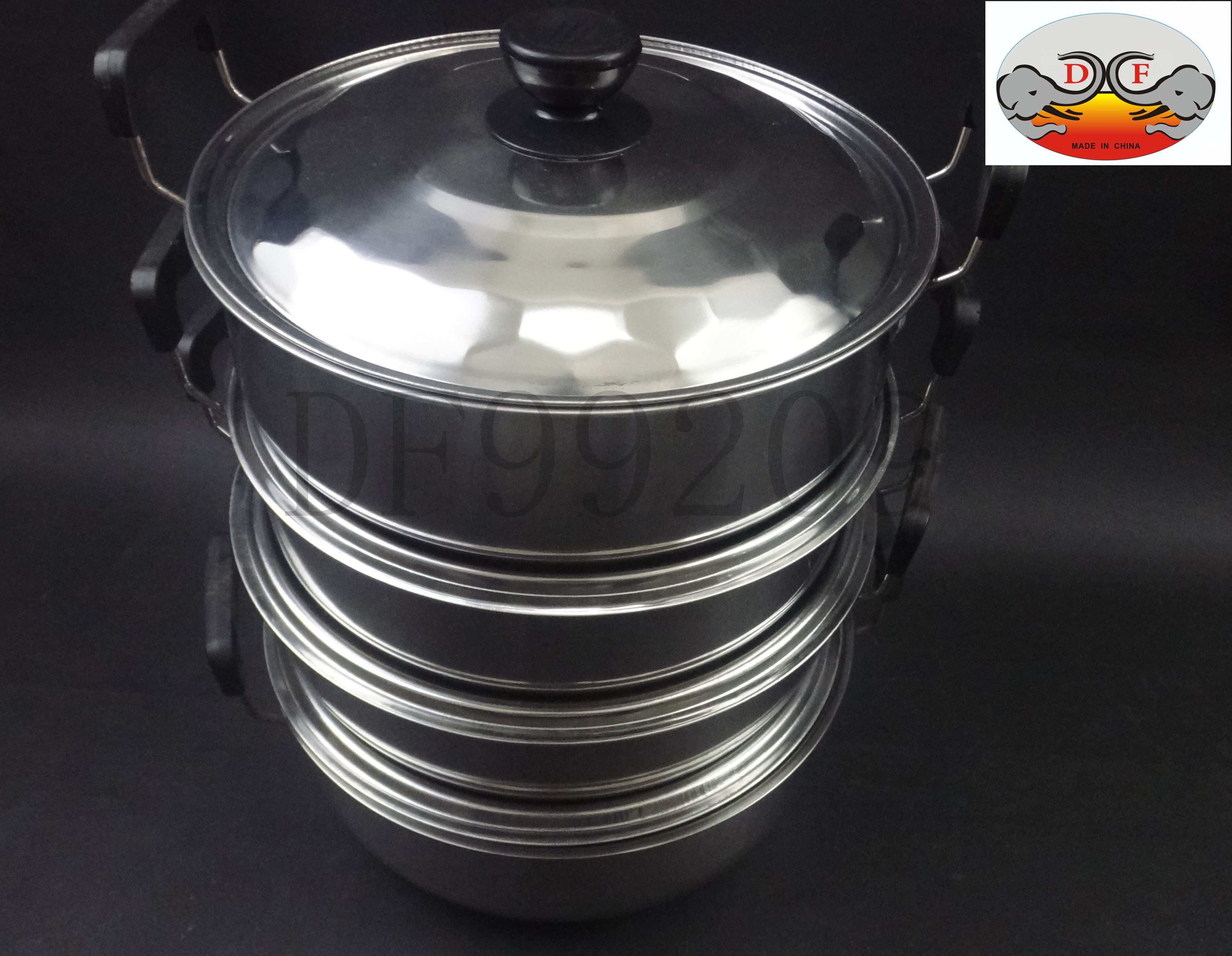 DF99209 Wire ear chrysanthemum pot Stainless steel stockpot arc pot bakelite handle five-piece set double ear pot Glass lid household gift pot set DF TRADING HOUSE