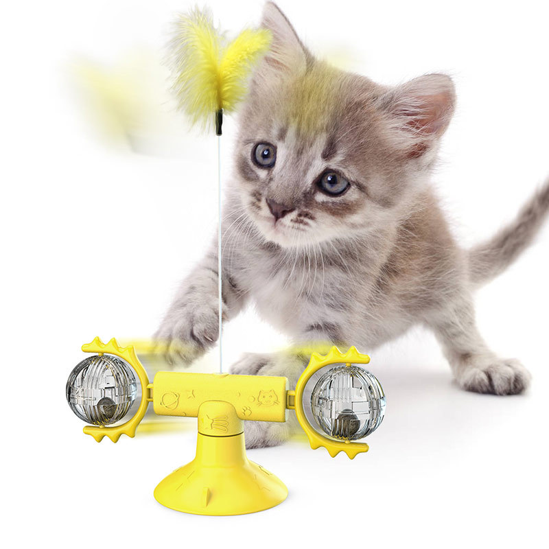 Turntable cat toy, cat turntable suction cup rotating windmill scratcher, cat Planet rotating cat toy Item Picture