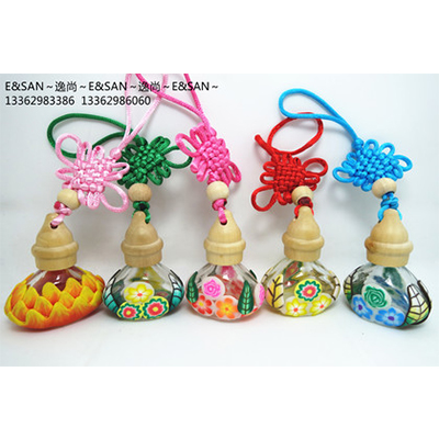 Fmj13-10ml Half pack of soft pottery Chinese knot car pendant/perfume bottle/glass bottle car oil glass bottle thumbnail
