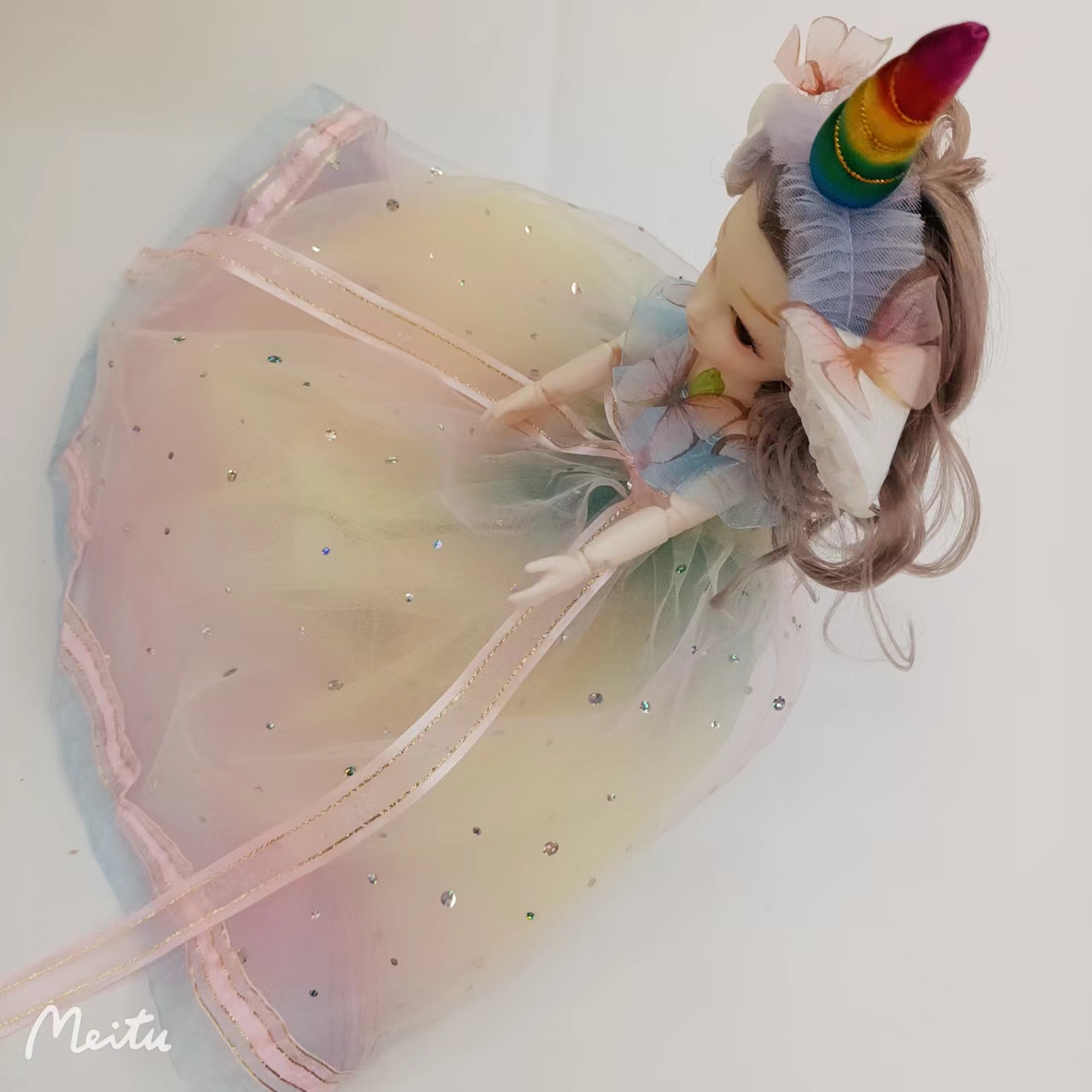 独角兽带音乐能动洋娃娃碎花裙婚纱系列礼品小女孩详情5