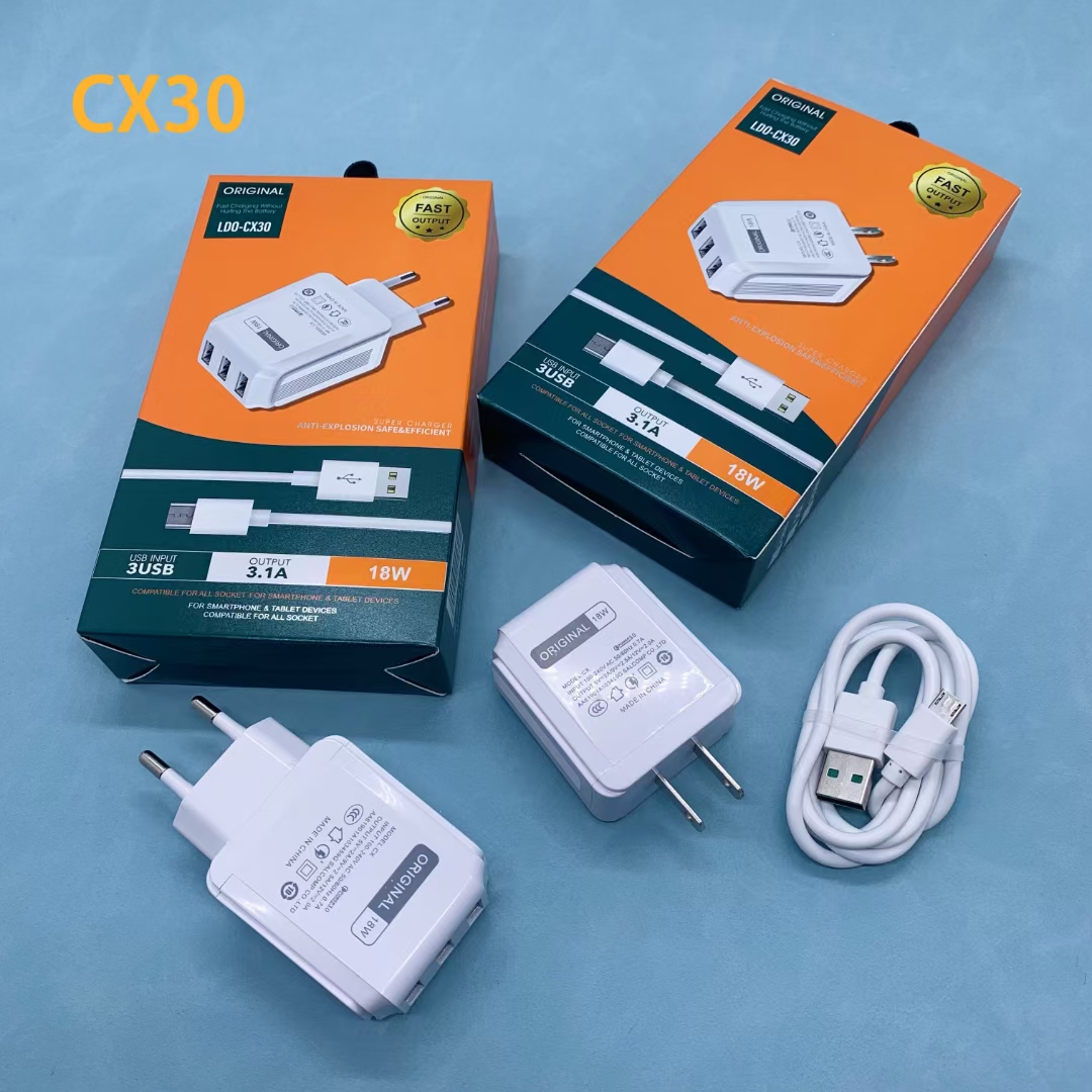 CX30 Multi-functional 3USB multi-port mobile phone fast charger, 2A compatible charging head for Apple, Huawei and Android phones pic 3