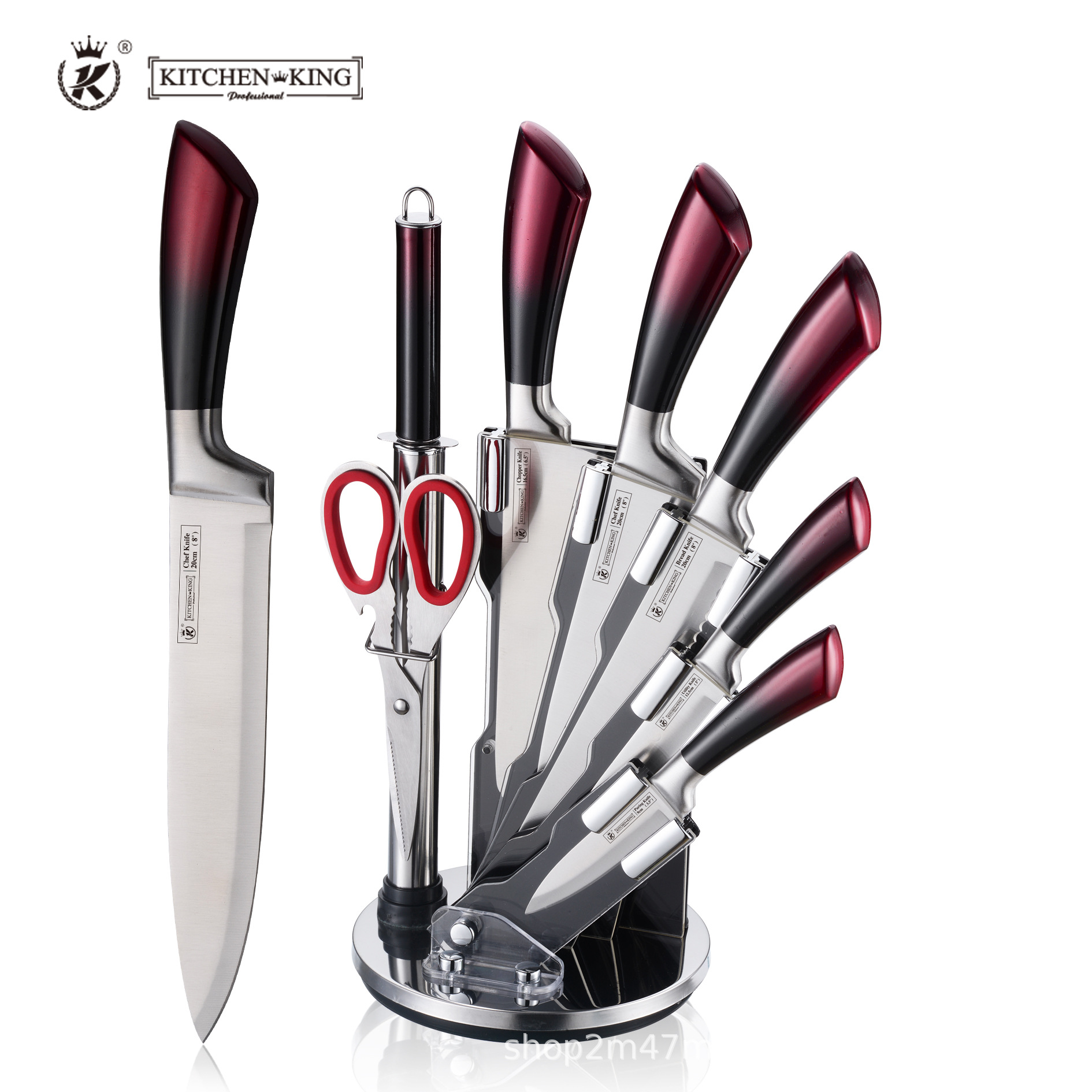 kk-19002 Gradual hollow shank knife set acrylic rotary knife holder 8 piece knife set thumbnail