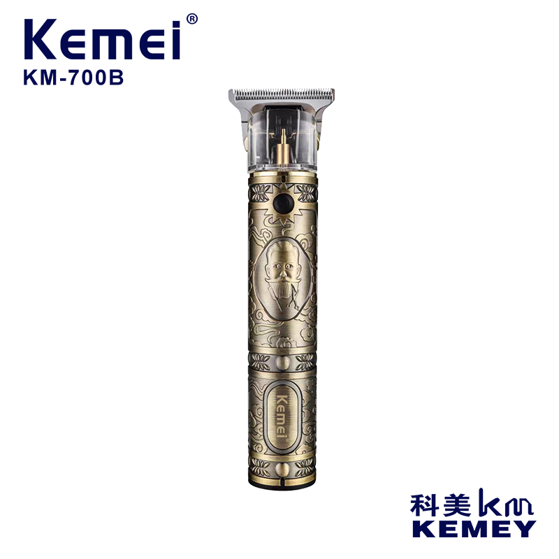 跨境厂家直供KM-700B专业理发剪镂空刀头机身精美雕纹USB充电