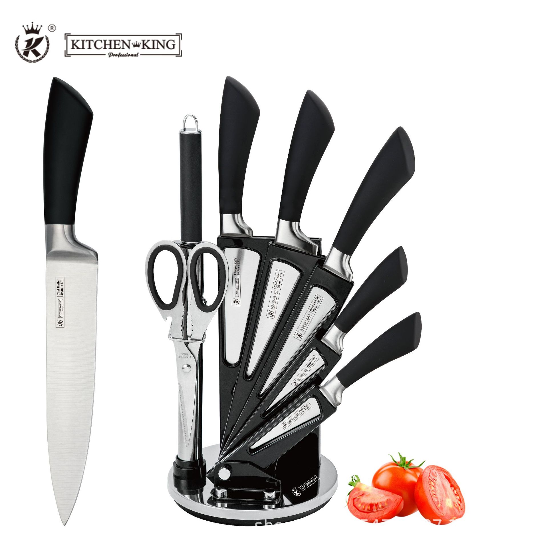KK-011 Tool set Stainless steel kitchen knife hollow horseshoe handle set knife acrylic knife holder gift set knife thumbnail