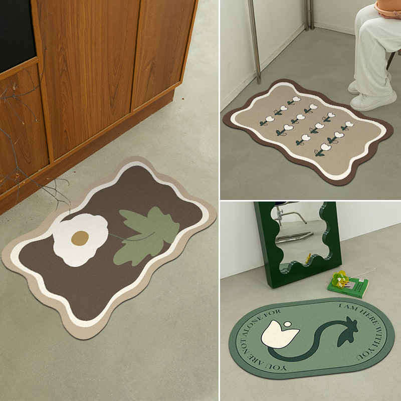 Qiansi diatom mud mat absorbent quick dry mat toilet door floor mat bathroom toilet diatomaceous earth non-slip bathroom foot mat thumbnail