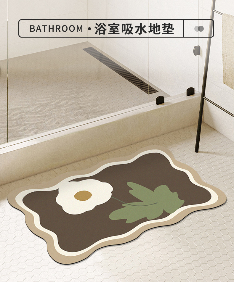 千思 硅藻泥垫吸水速干垫卫生间门口地垫卫浴厕所硅藻土防滑浴室脚垫详情2