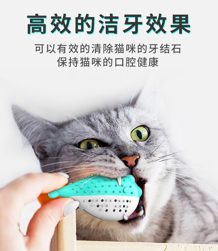 New catnip toy, bell pufferfish biting toy, durable teeth cleaning and grinding, cat teasing toothbrush, pet supplies pic 2