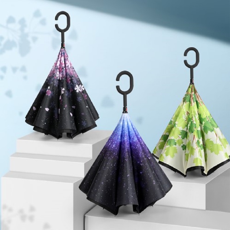 Reverse umbrella design reverse fiber umbrella stand double layer impact cloth thumbnail