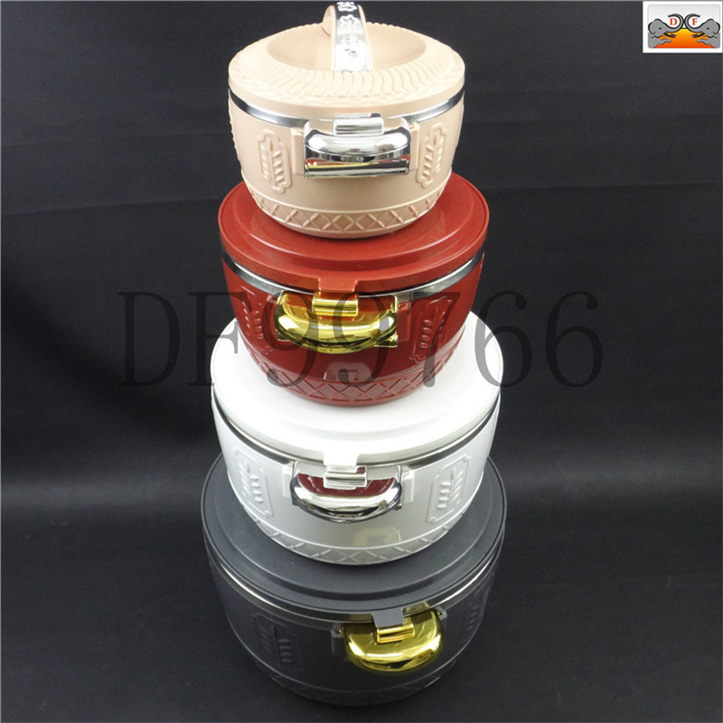 DF99766 Thermal insulation pot Large capacity thermal insulation pot thickened double ears non-magnetic inner tank Student Dining hall Dining room Cold four-piece household DF Trading House full figure