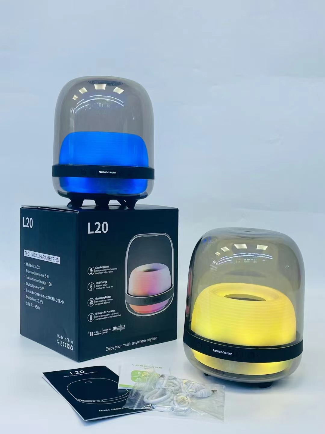 新款蓝牙音箱 水晶t4代L20琉璃AI智能蓝牙音响RGB灯超重低音家用详情4