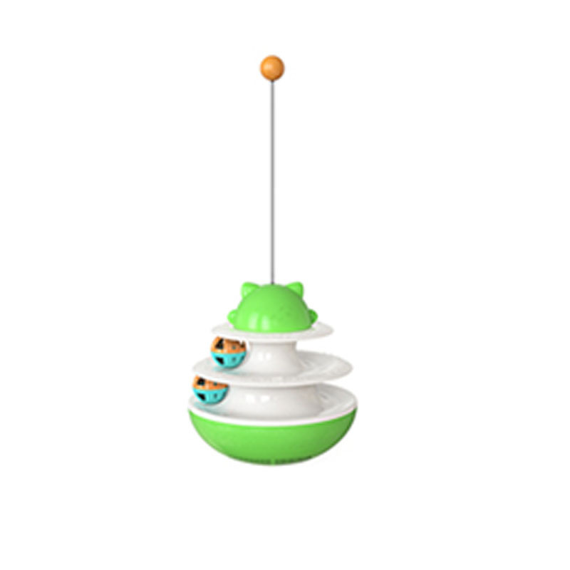 Cat carousel, cat toy, pet double-layer track, cat self-fun, cat toy stick, interactive play plate, Wobbly doll Application Scenario