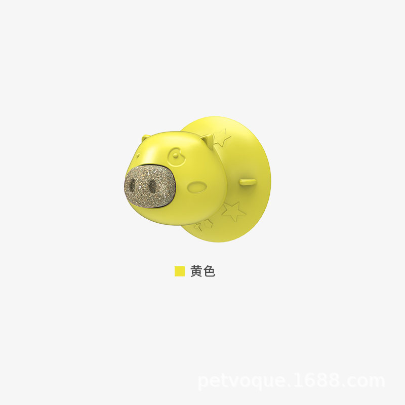 Suction cup pig cat toys, suction cup catnip toys, wall-hugging play catnip cookies, licking cat toys Application Scenario
